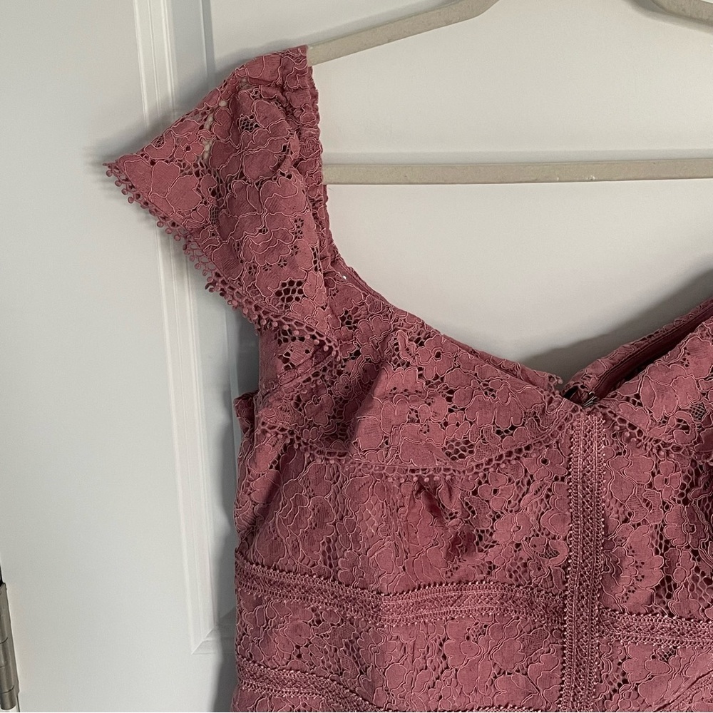 City Chic Blush Lace Off-Shoulder Dress 18 1x pink wiggle plus size - Picture 7 of 11